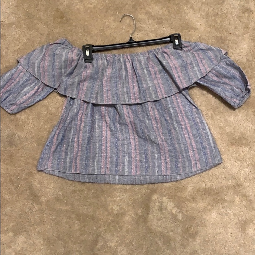 Papaya off the shoulder shirt